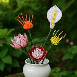 Bundle of all 5 glass beaded flowers…